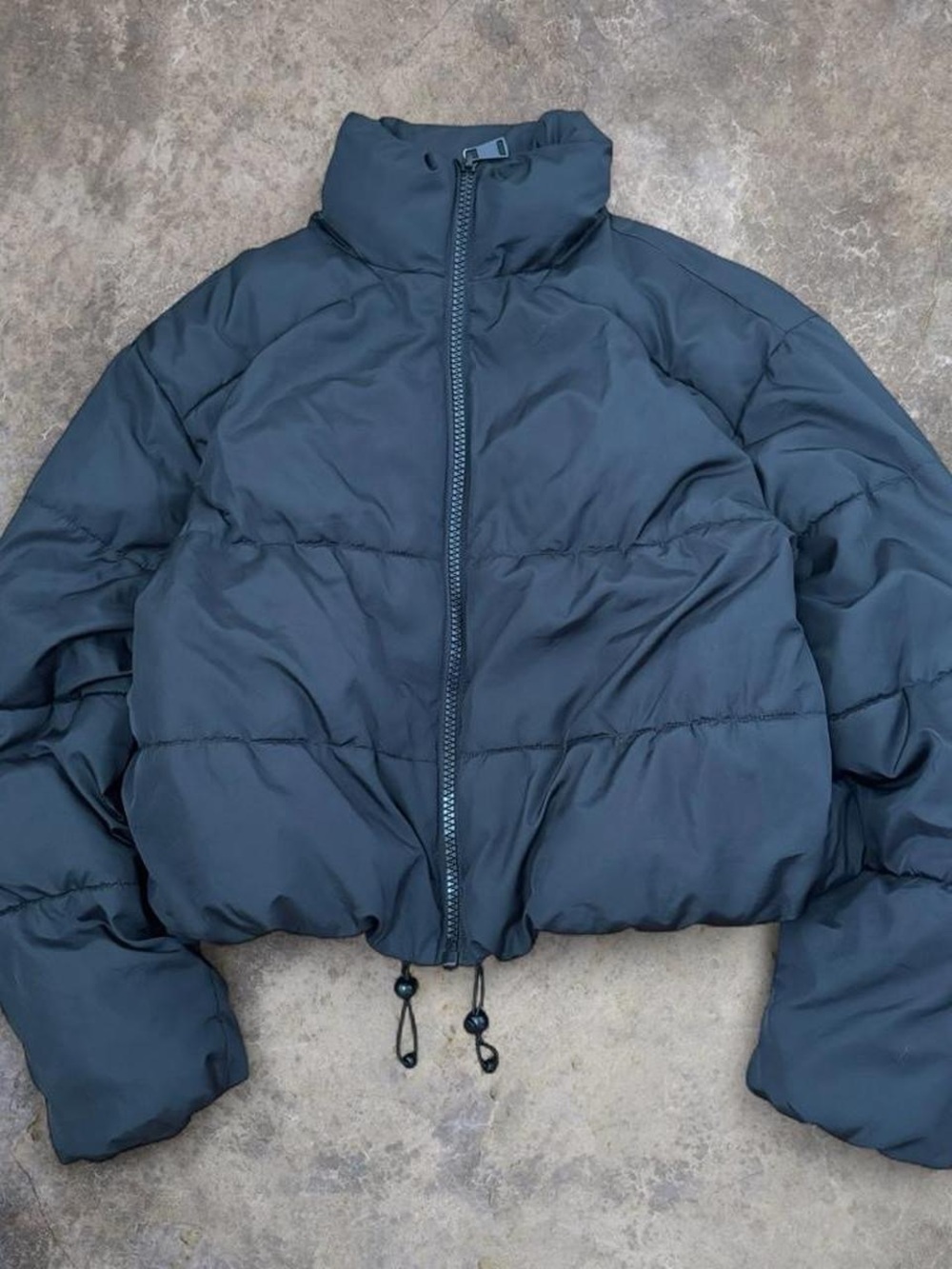 Zara Black Cropped Puffer Jacket with High Neck